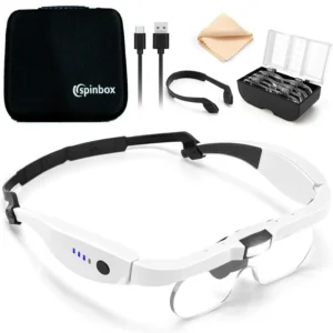 Gafas Con Lupa Recargable Blancas Usb Led Con Maletín Fanton