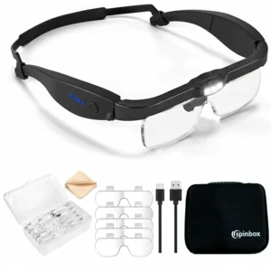 Gafas Lupa Negras Recargable Usb-c 3 Leds Estuche Fanton